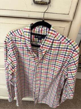 Cremeux Men's Multicolor Plaid Button-Up Shirt - White Base large